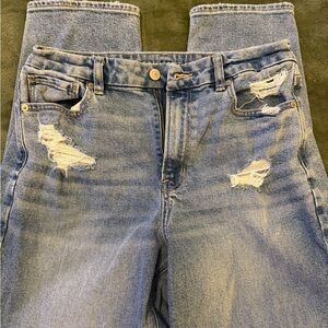 American Eagle Outfitters Light Blue Distressed Straight Leg Jeans